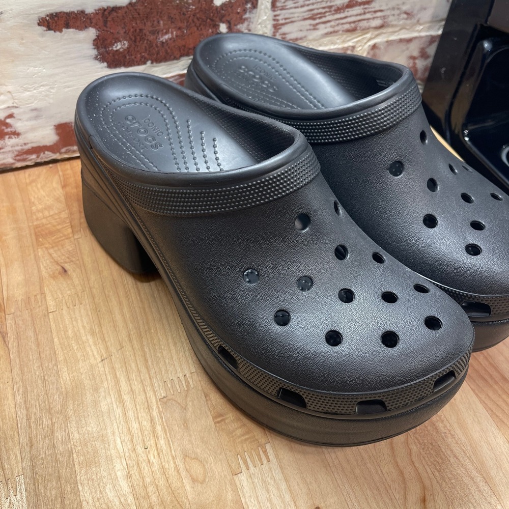 Crocs Siren Clog‎ Black Platform High Block Heel Mules Womens 13 208547-001